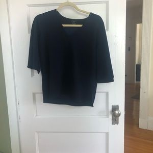 Navy Blue V-Neck Blouse